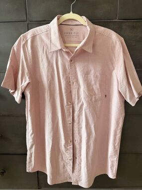 Free Fly Apparel Men’s Short-Sleeve Button-Down Shirt in Dusty Pink Large